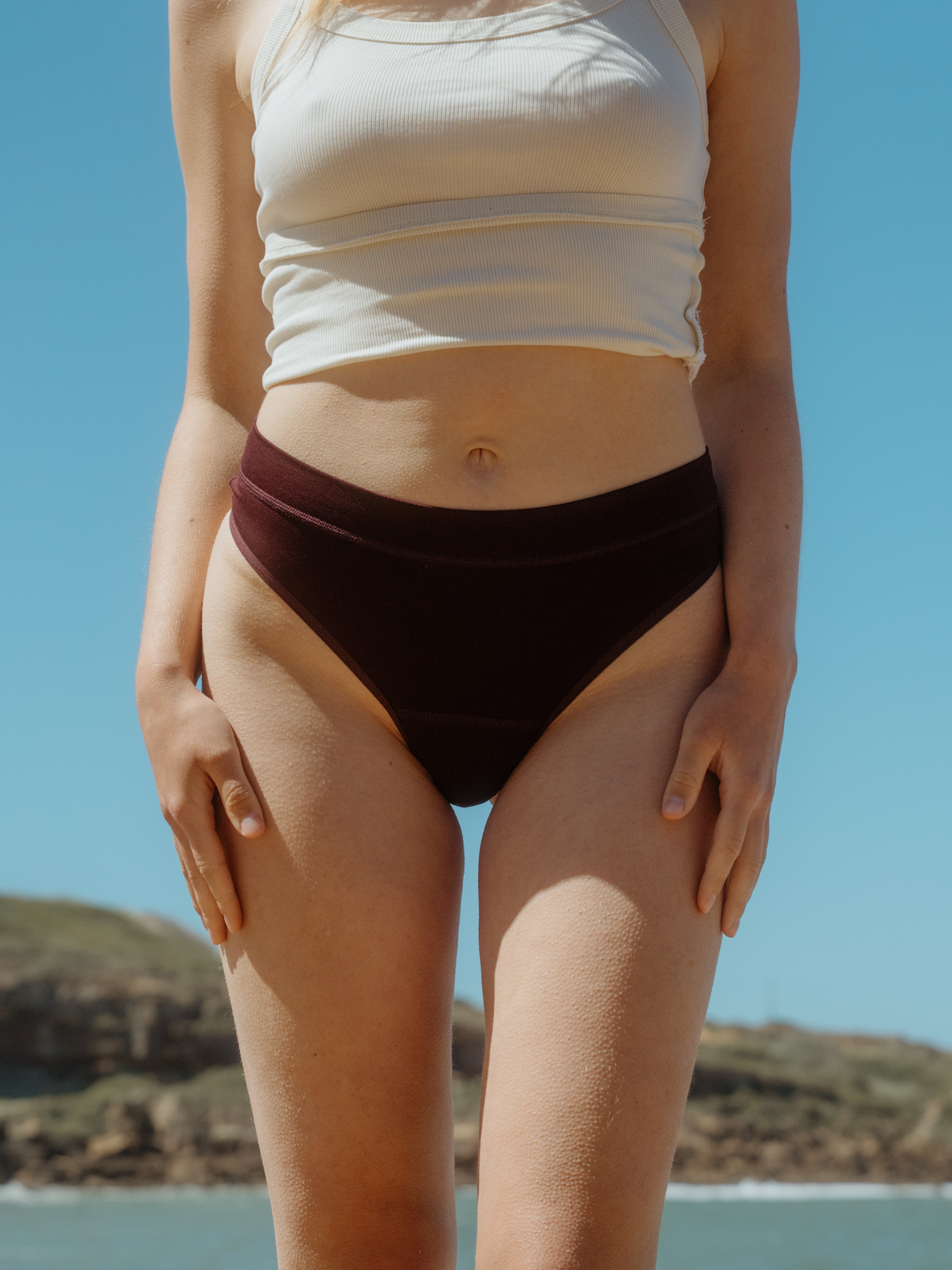 Classic High Rise Thong in Dark Plum