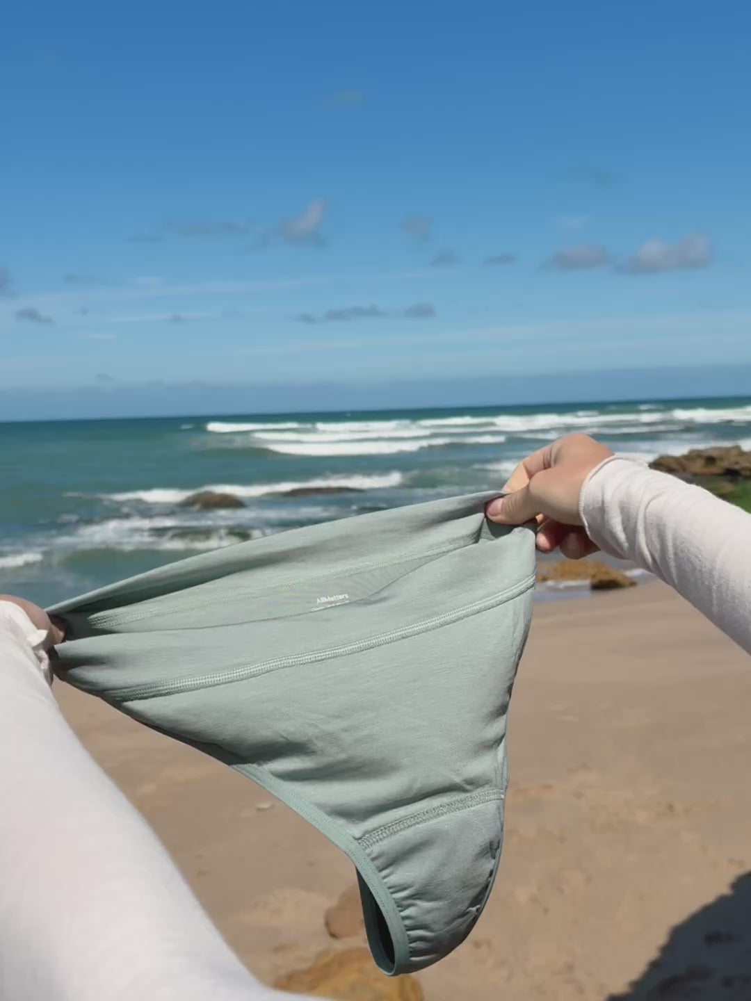 Load video: Classic High Rise Thong in Sage Green